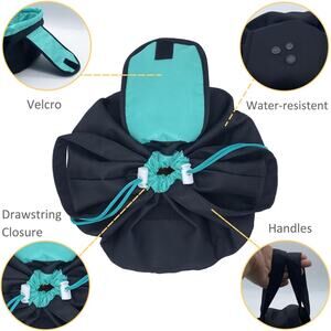 Large Barrel Black Drawstring Makeup Bag Travel Cosmetic Organizer Bag
